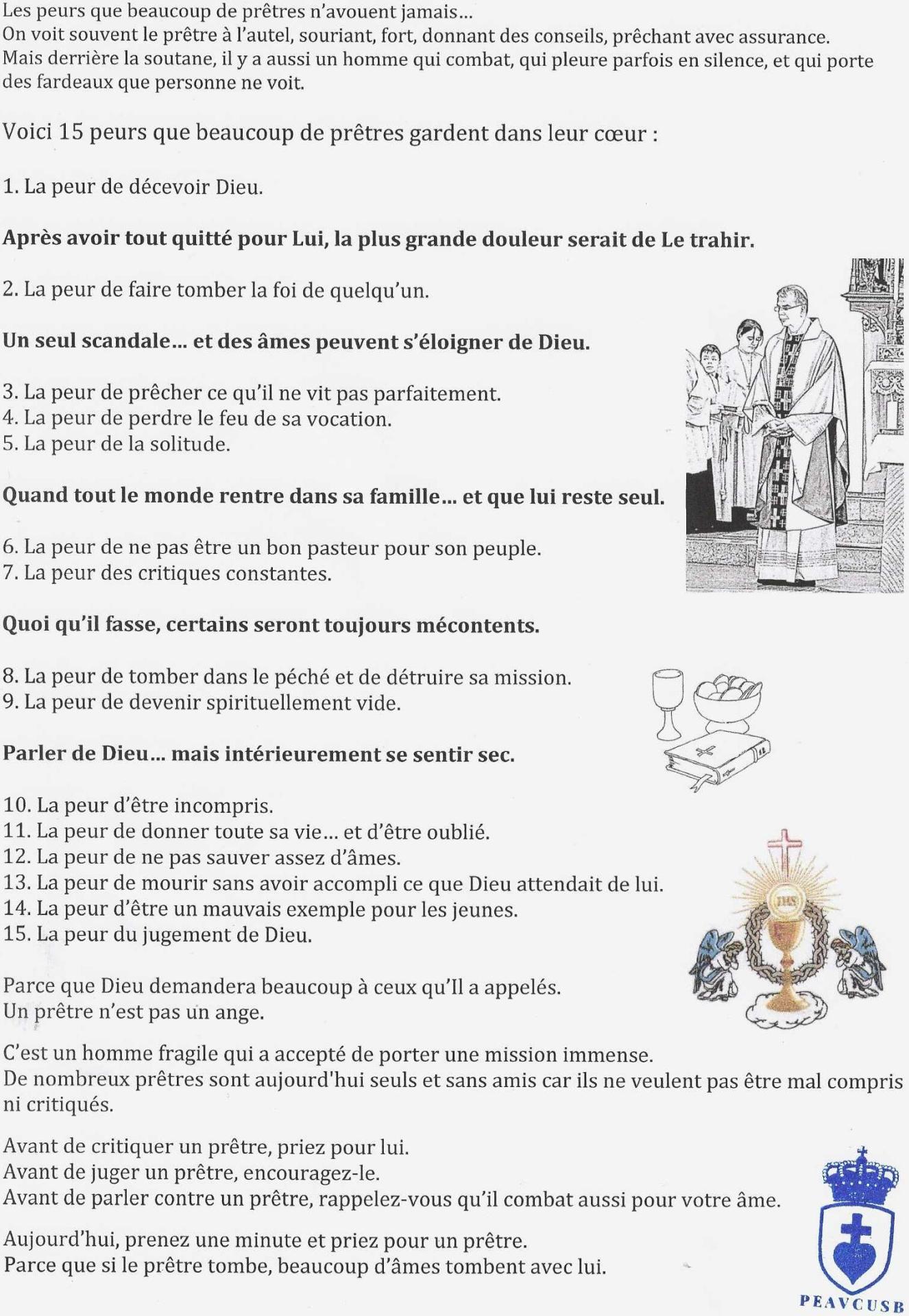 Les peurs que beaucoup de pretres n avouent jamais